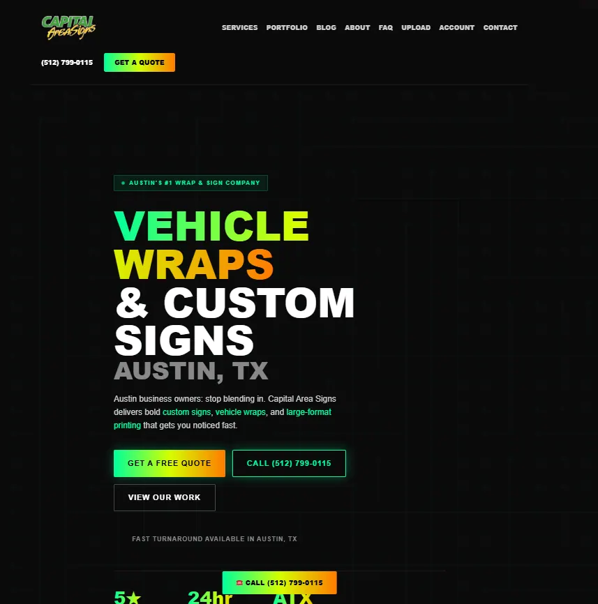 Capital Area Signs vehicle wraps website designed by Capital Signs by Chris