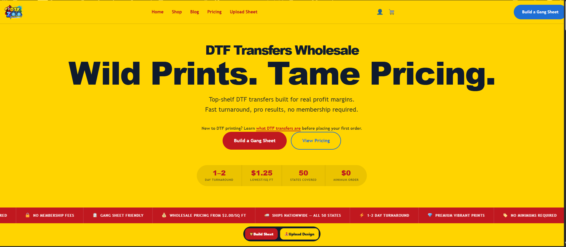 DTF Zoo wholesale DTF printing website designed by Capital Signs by Chris