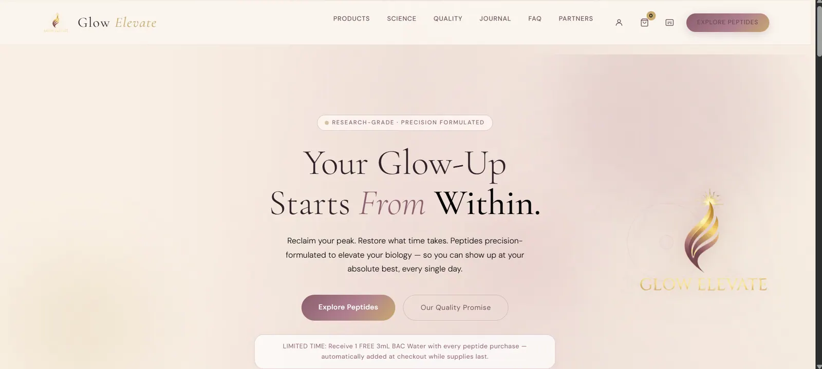 Glow Elevate product website designed by Capital Signs by Chris