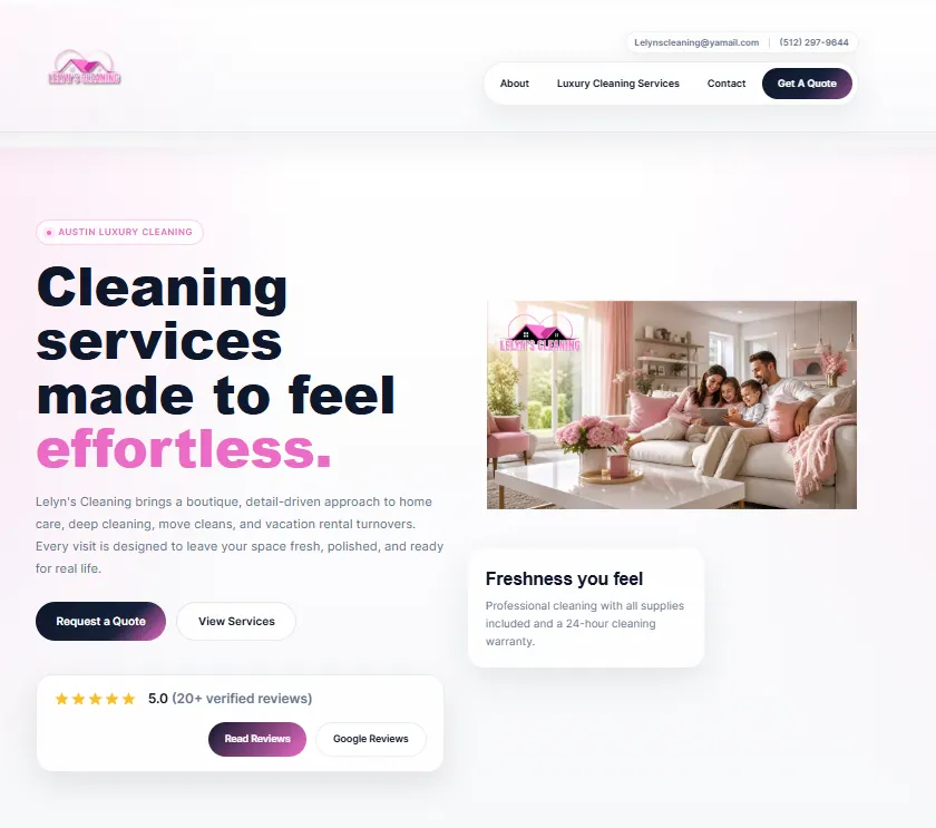 Lelyn's Cleaning service business website designed by Capital Signs by Chris